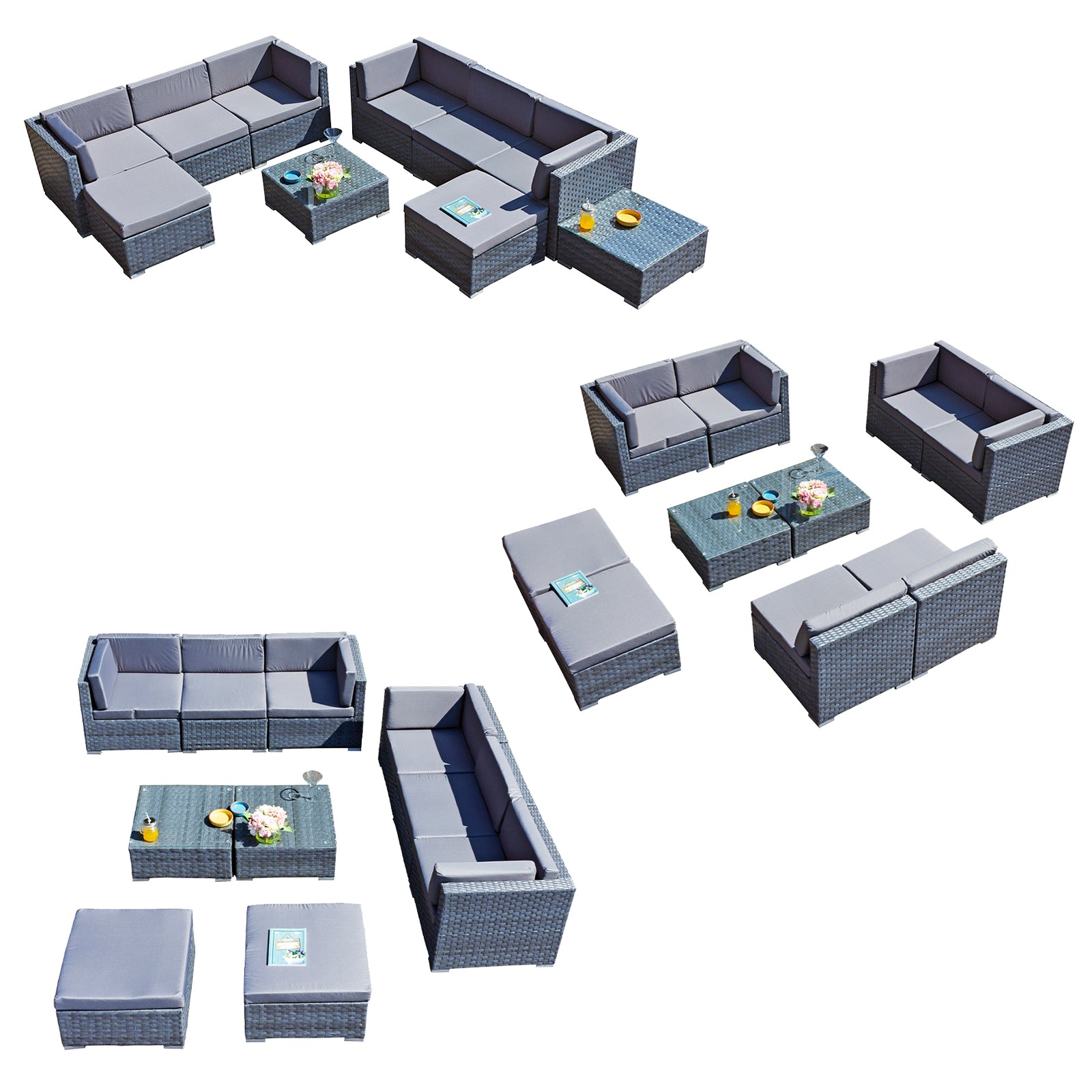 Oseasons Trinidad Deluxe Rattan 8 Seat Modular Sofa Set in Dove Grey