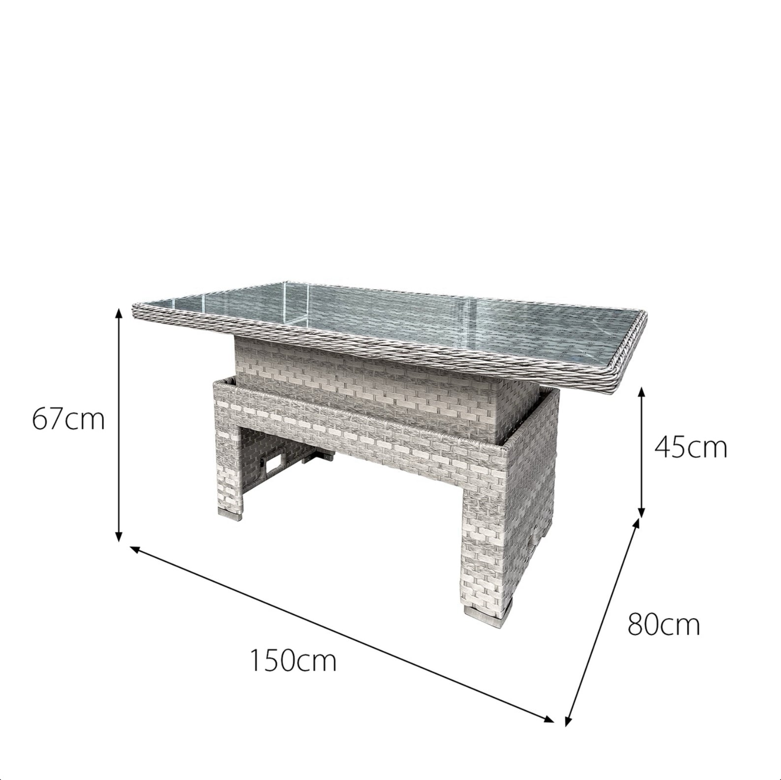 Oseasons Aruba Rattan 9 Seat Rising Table Set in Dove Grey