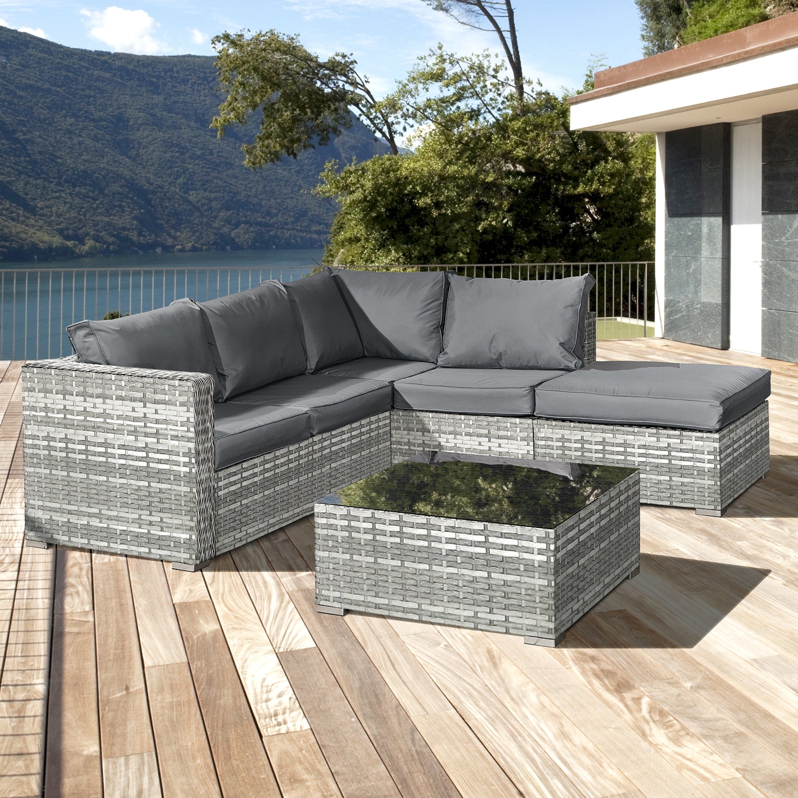 Oseasons Aruba Rattan 5 Seat Corner Set in Dove Grey