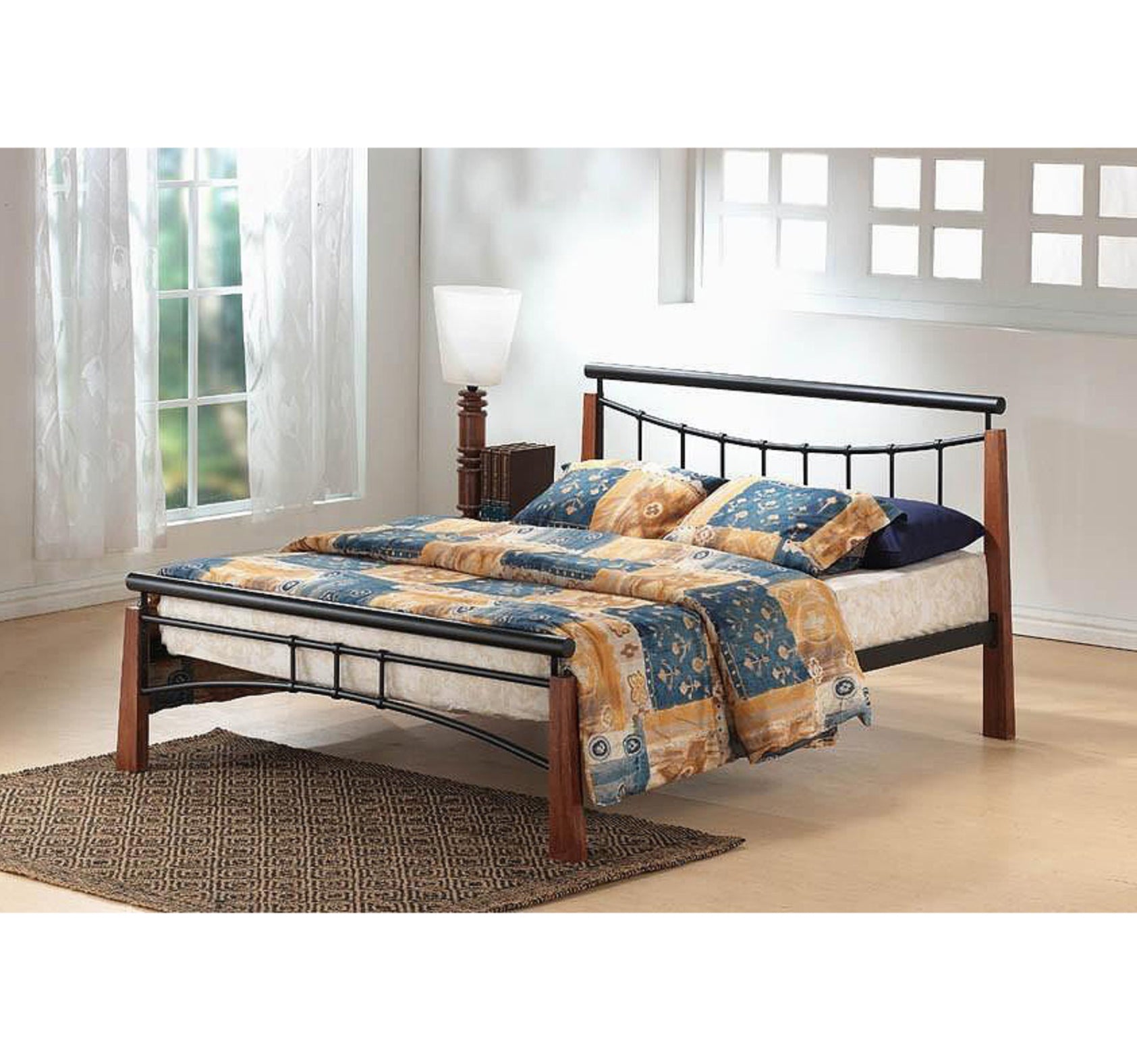 Franklin Bed Single Black/Dark Oak