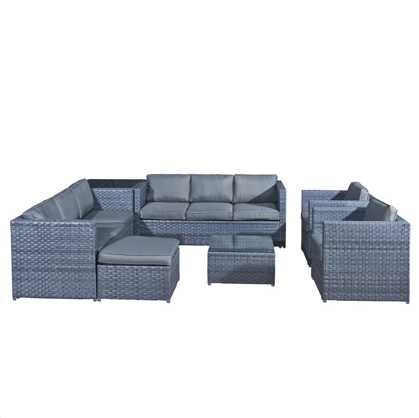 Oseasons Malta Rattan 9 Seat U-Shape Set in Ocean Grey