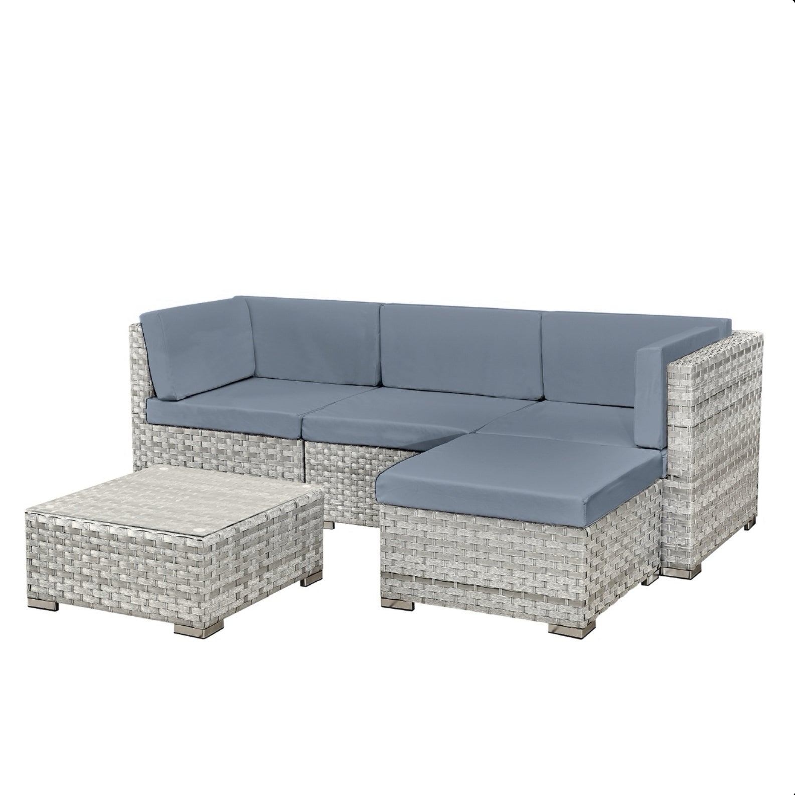 Oseasons Trinidad Rattan 4 Seat Modular Chaise Lounge Set in Dove Grey