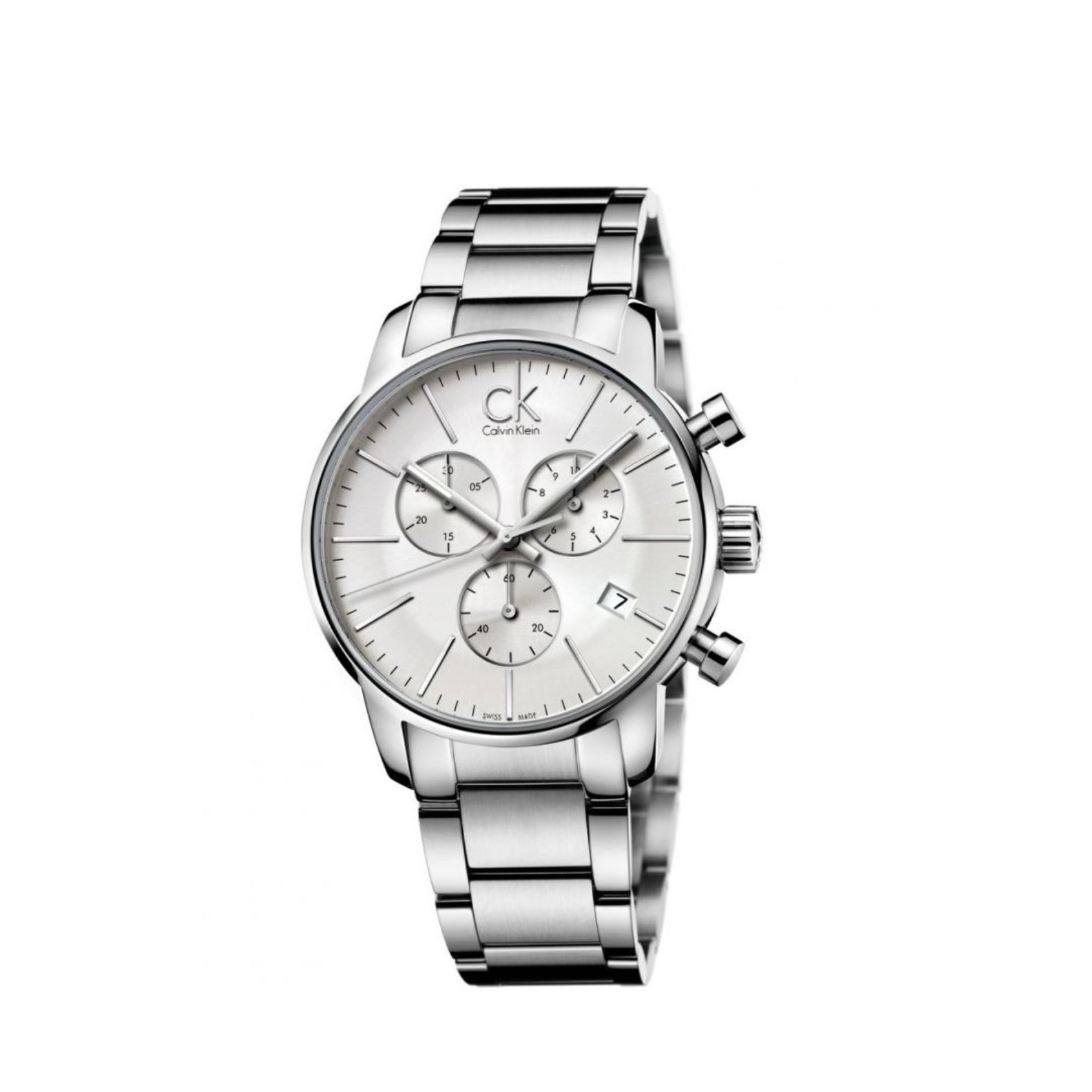 Calvin Klein City White Dial Silver Chronograph Men's Watch K2G27146