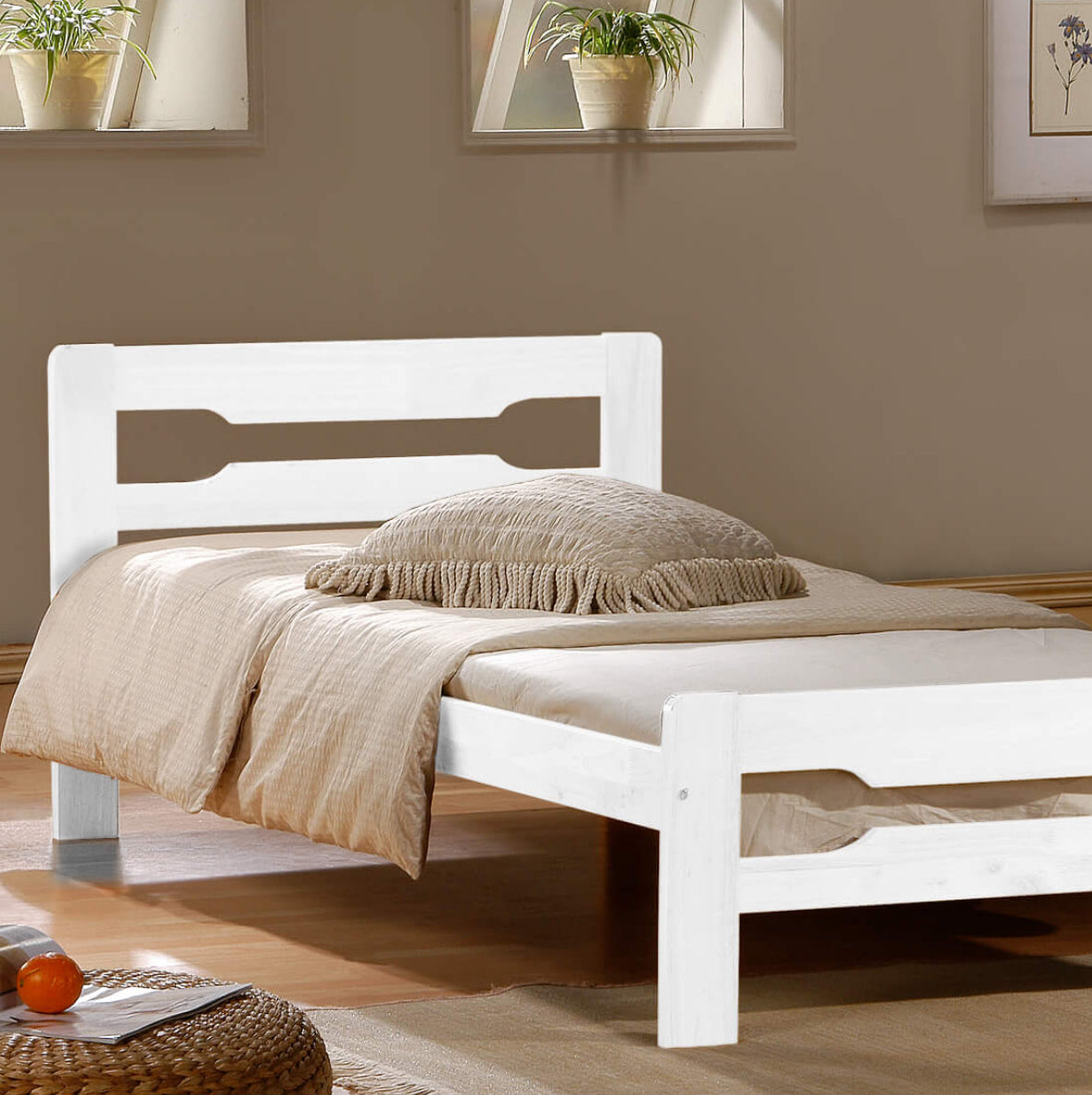 Amelia Solid Wood Single Bed White