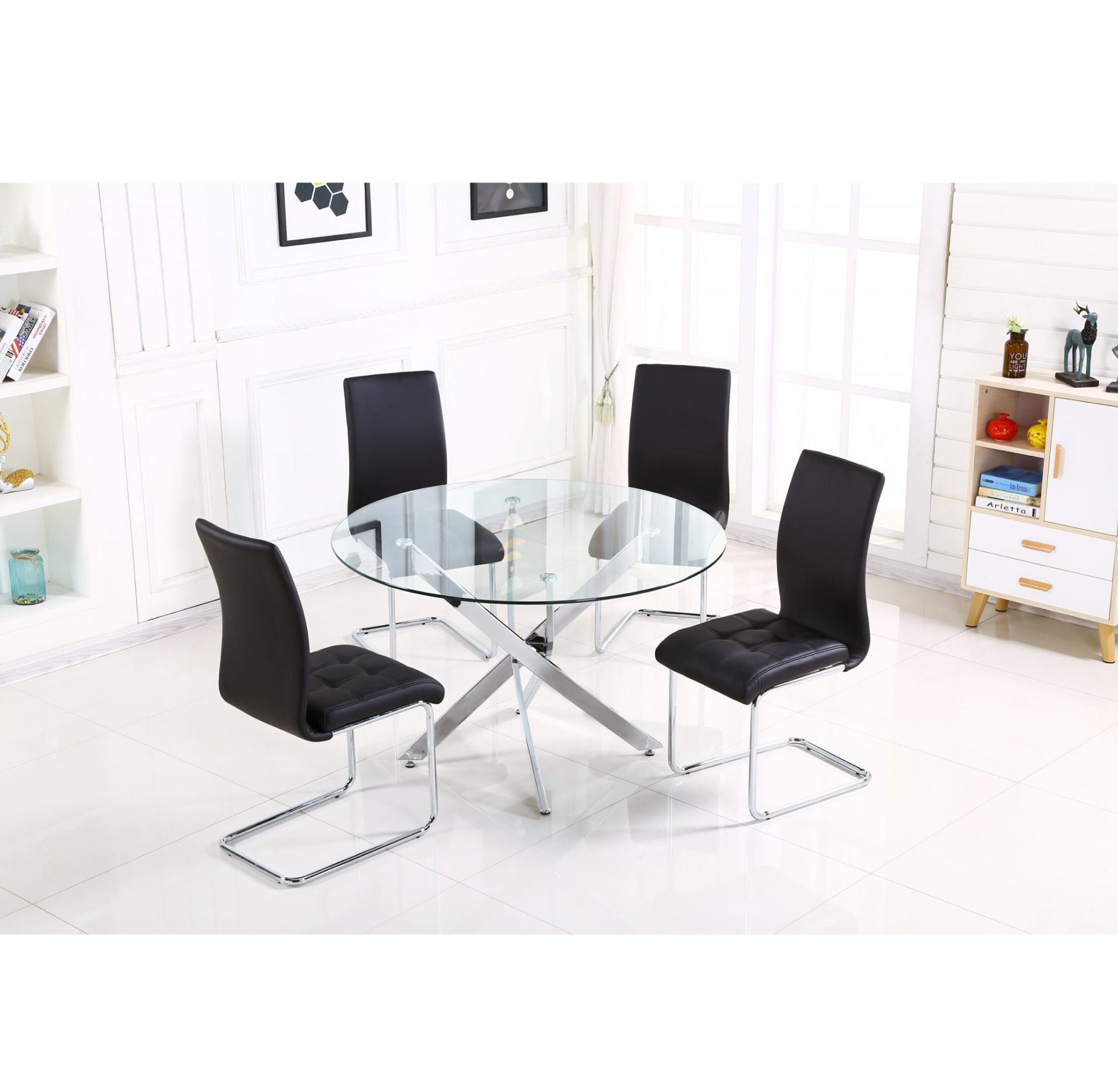 Samurai Dining Table Chrome & Clear