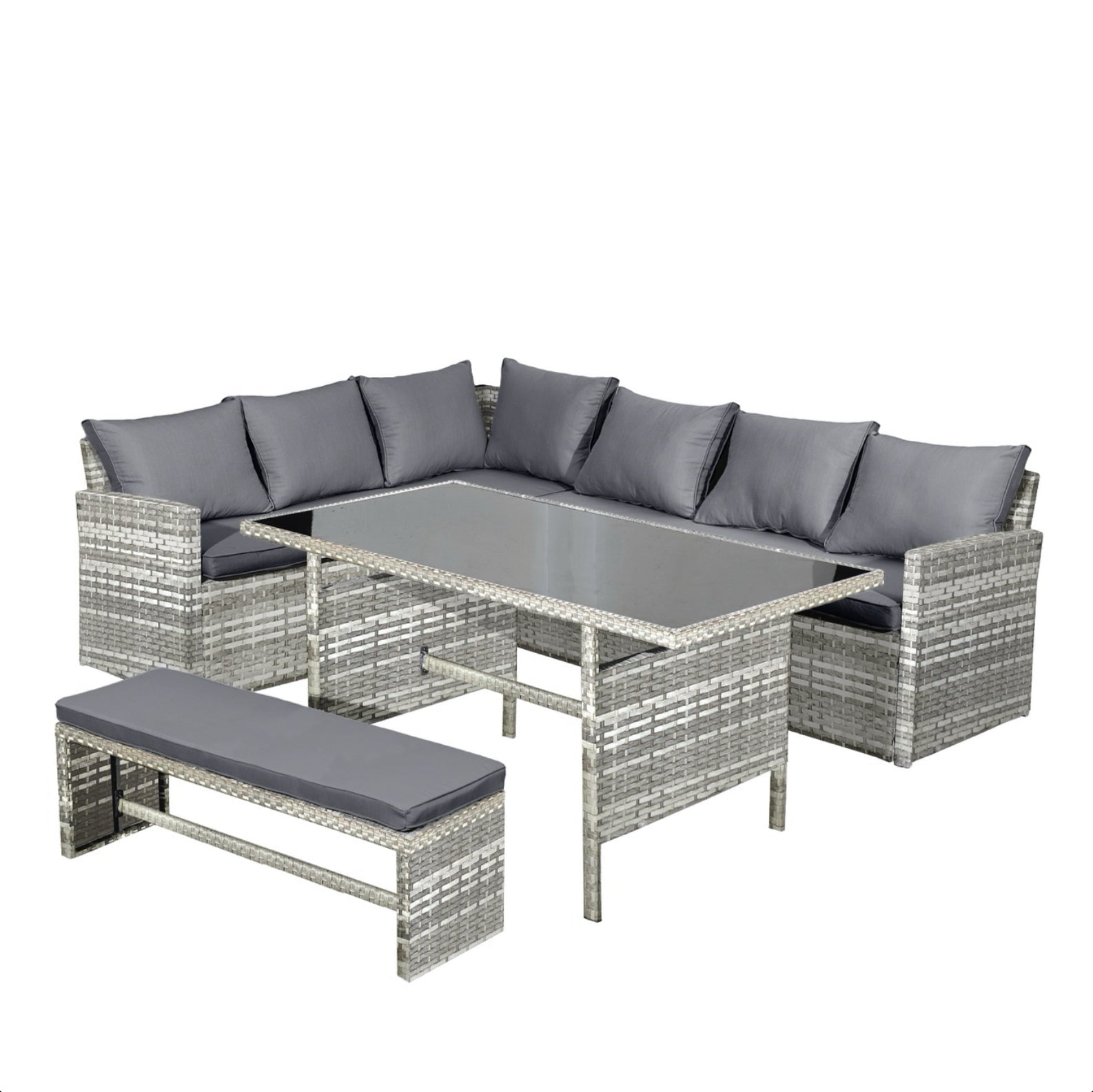 Oseasons Fiji Rattan 8 Seat Corner Dining Set in Dove Grey