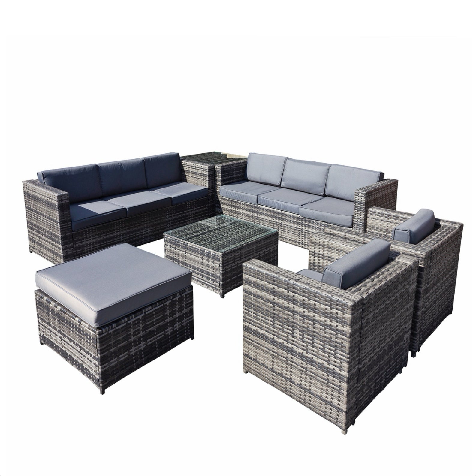 Oseasons Malta Rattan 9 Seat U-Shape Set in Walnut Grey