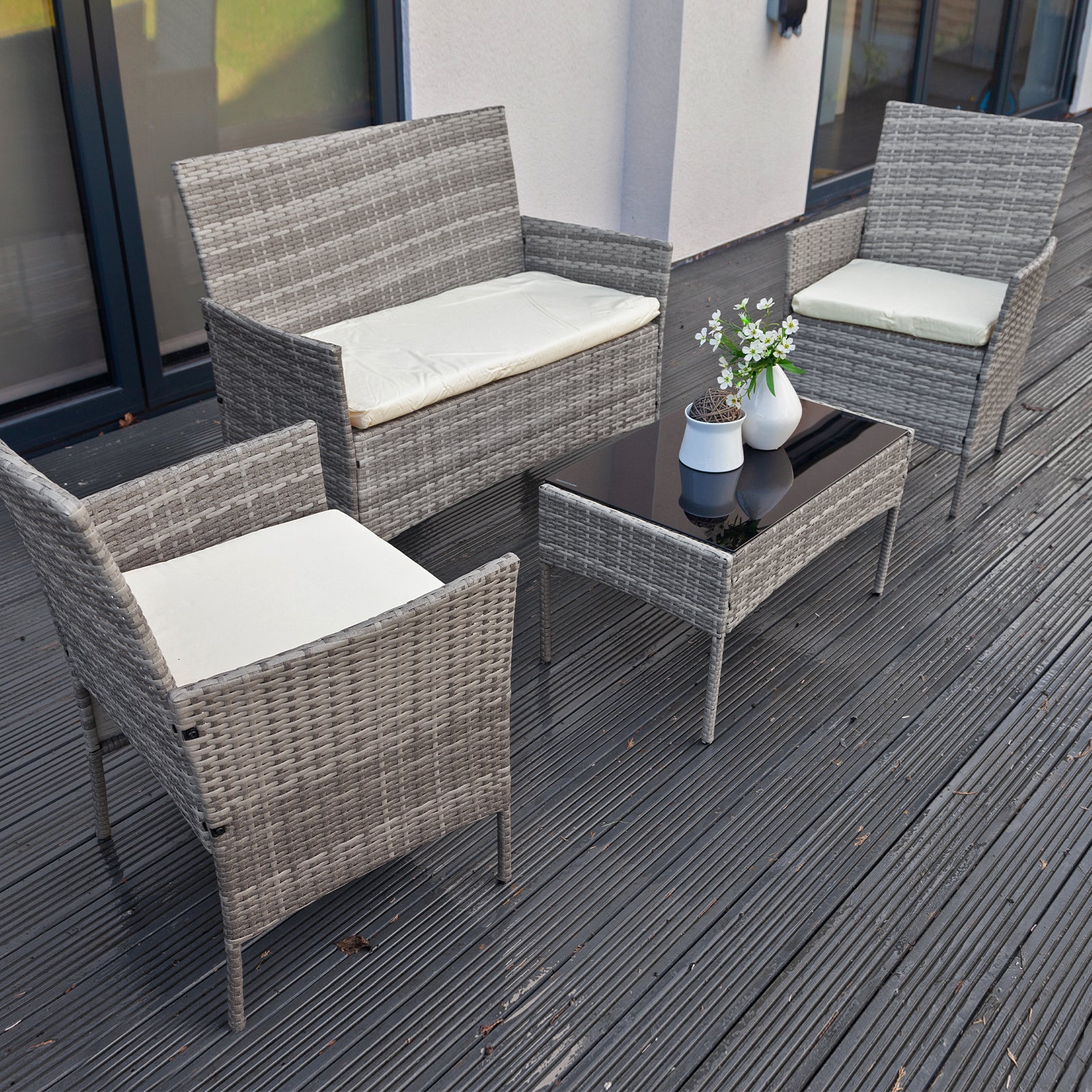 Oseasons Hawaii KD Rattan 4 Seat Lounge Set in Grey