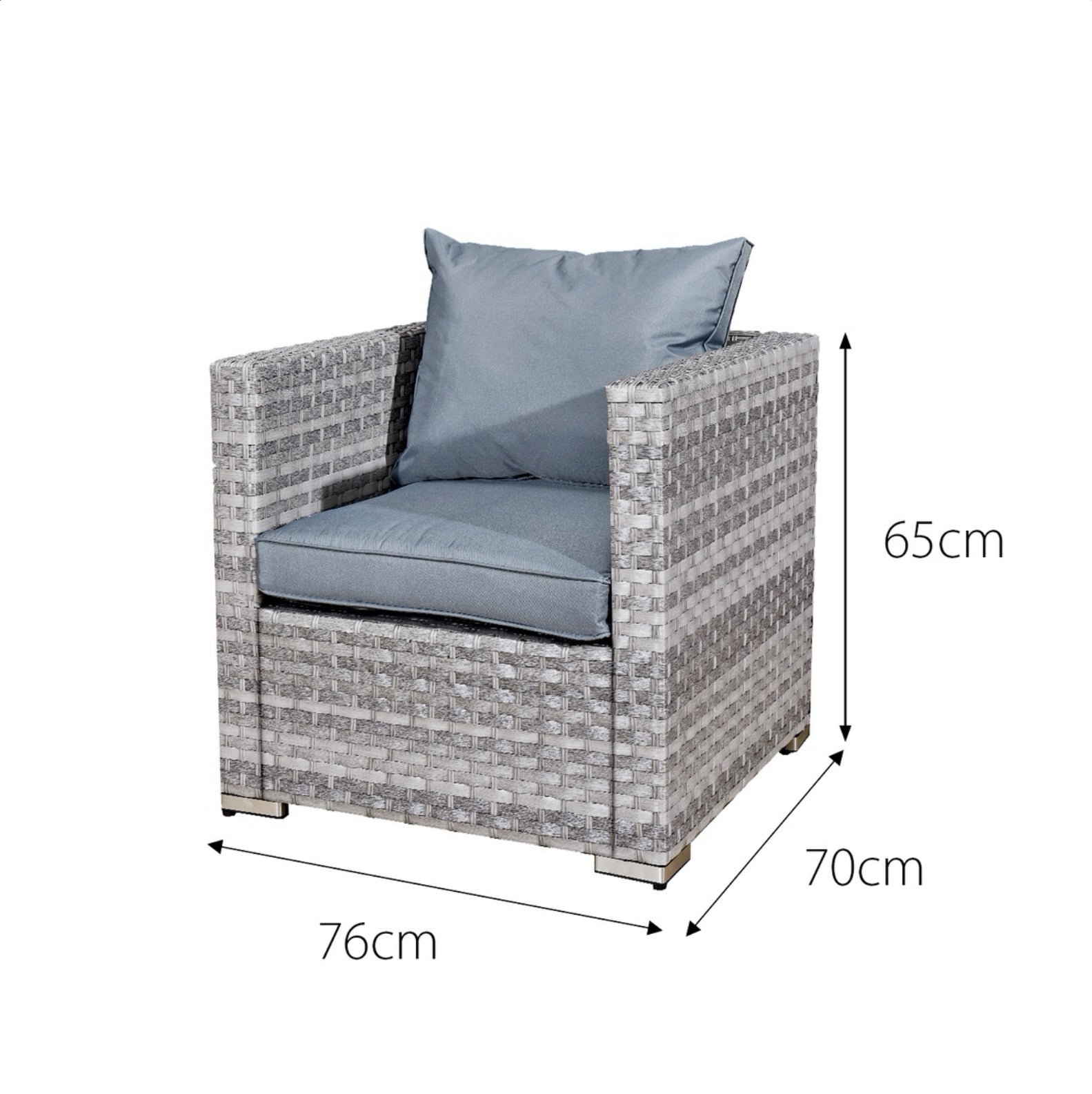 Oseasons Acorn Rattan 5 Seat Lounge Sofa Set in Dove Grey with Grey Cushions