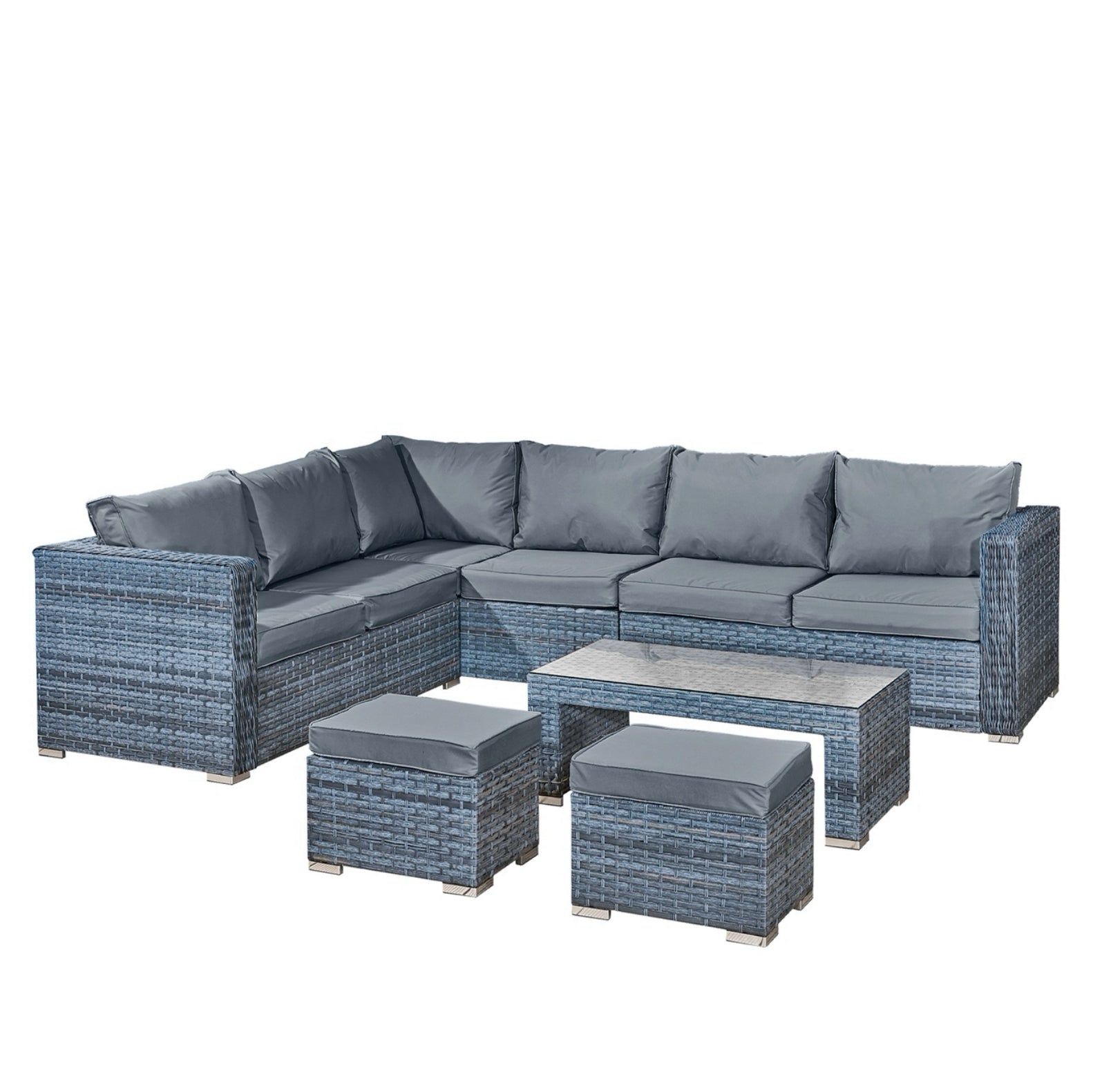 Oseasons Aruba Rattan 8 Seat Corner Set in Ocean Grey