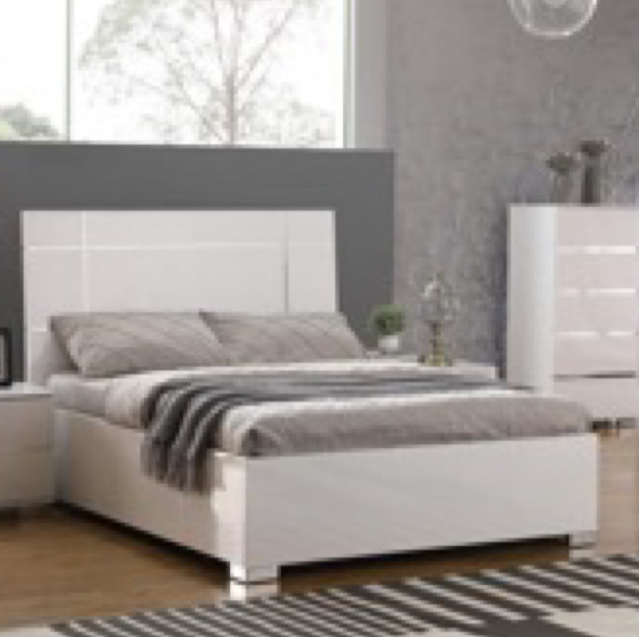 Helsinki High Gloss King Size Bed White