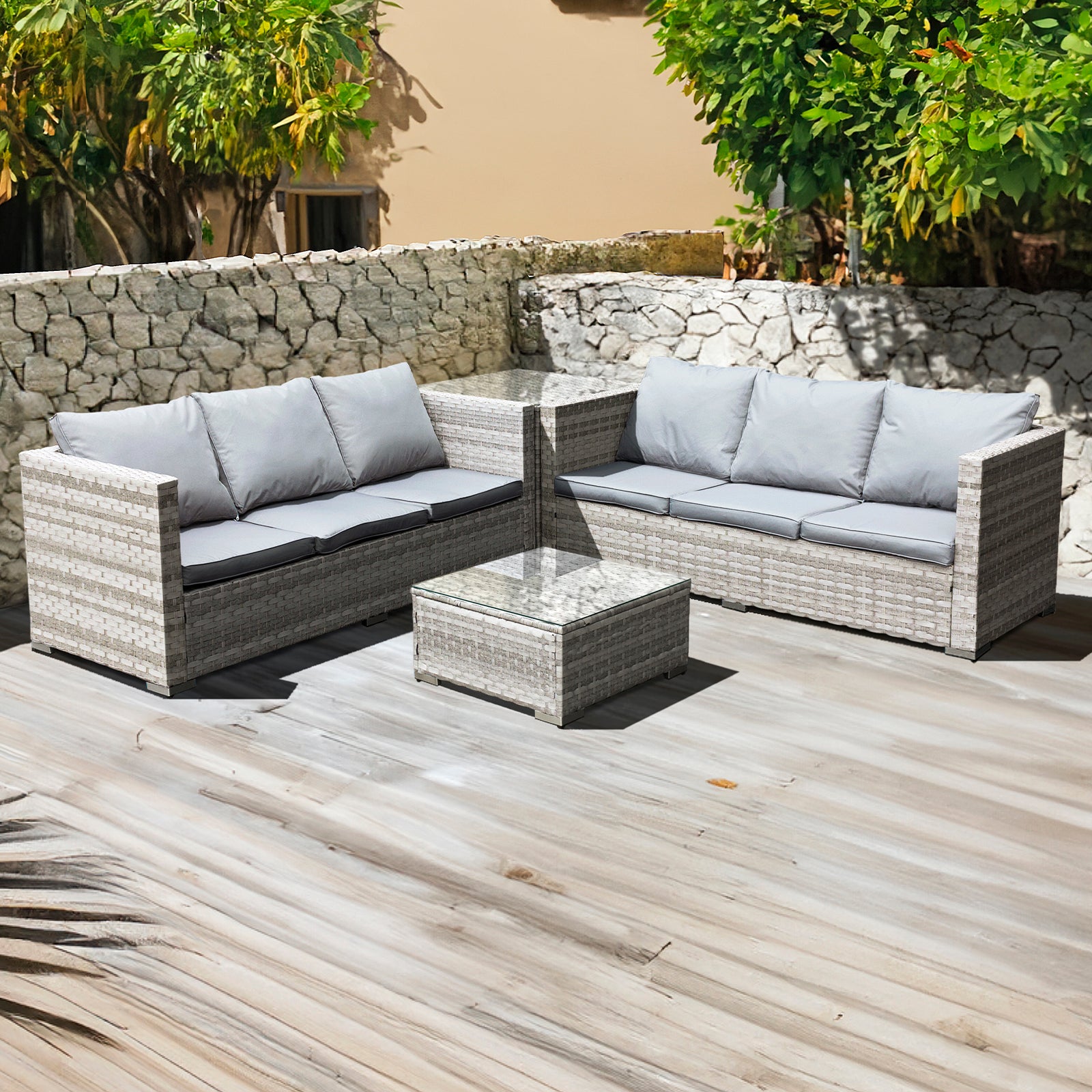 Oseasons Malta Rattan 6 Seat Corner Set in Dove Grey