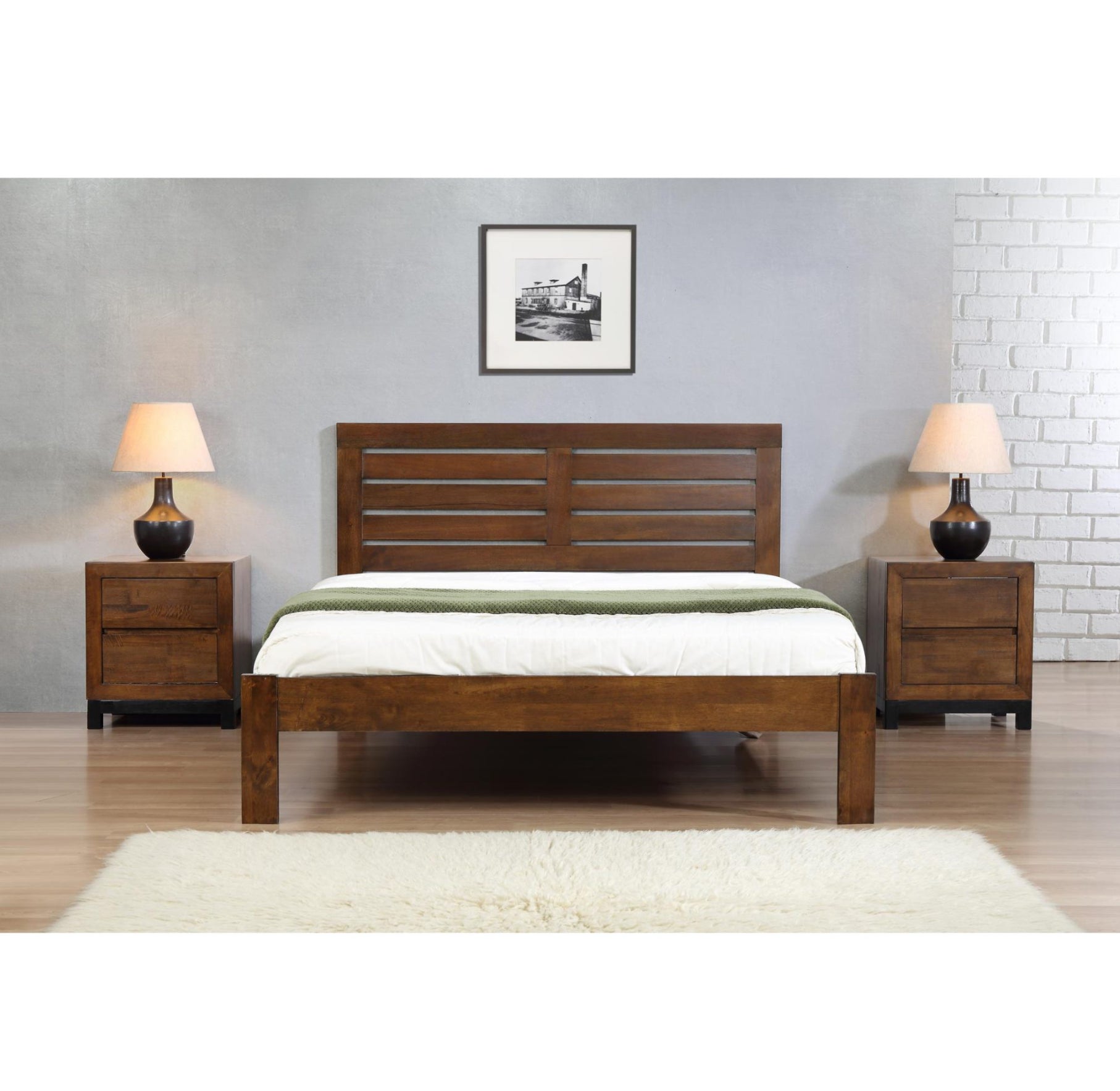 Vulcan King Size Bed Rustic Oak