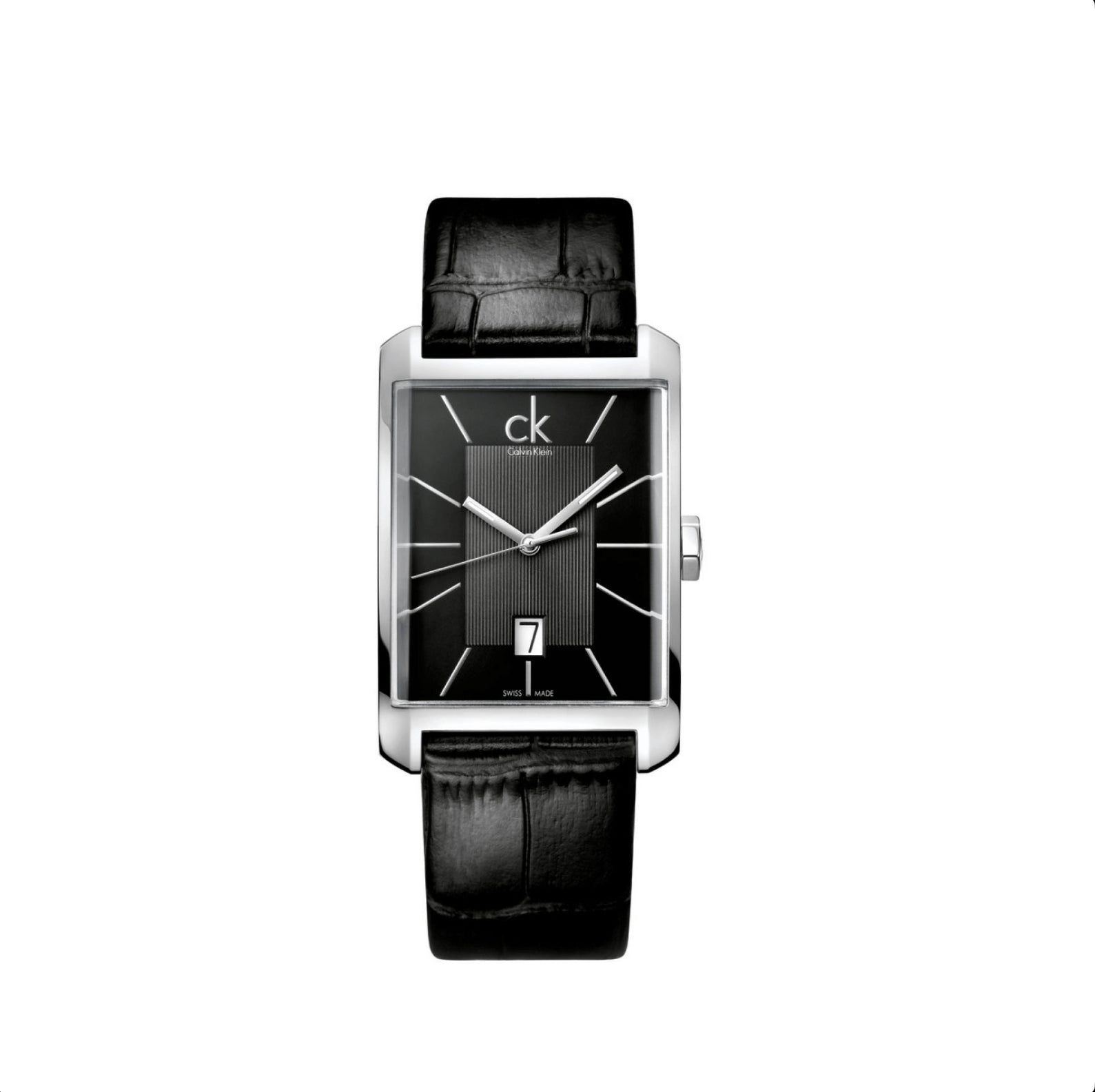 Calvin Klein Window Quartz Swiss Men's Black Leather Watch K2M21107