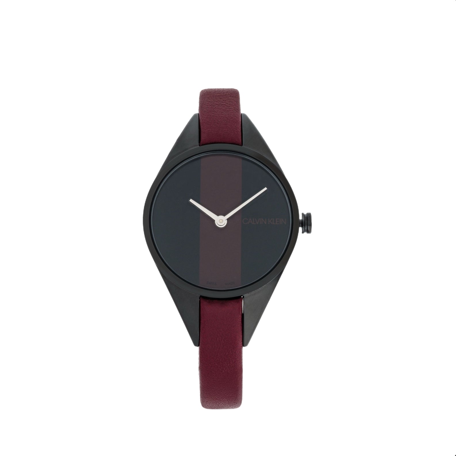 Calvin Klein Rebel Swiss Black Dial Quartz Ladies Red Leather Watch K8P237U1