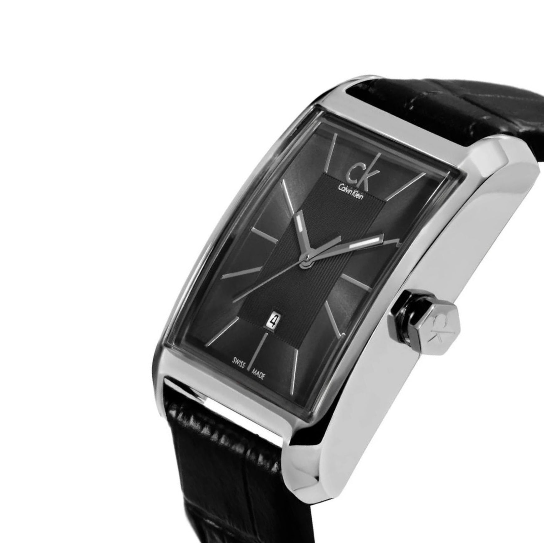 Calvin Klein Window Ladies Black Leather Strap Watch K2M23107