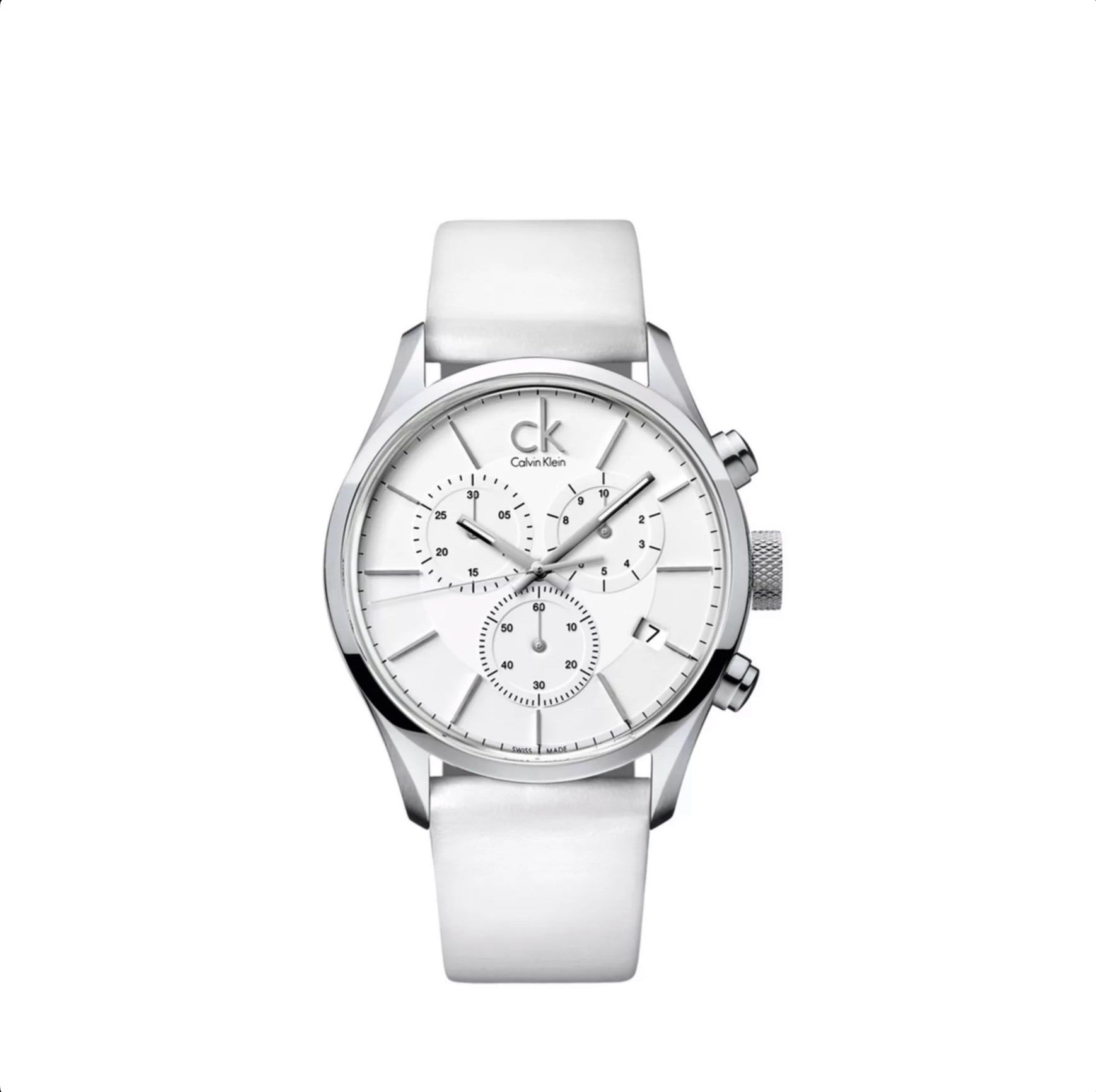 Calvin Klein Masculine Swiss Quartz Men's White Leather Watch K2H27101