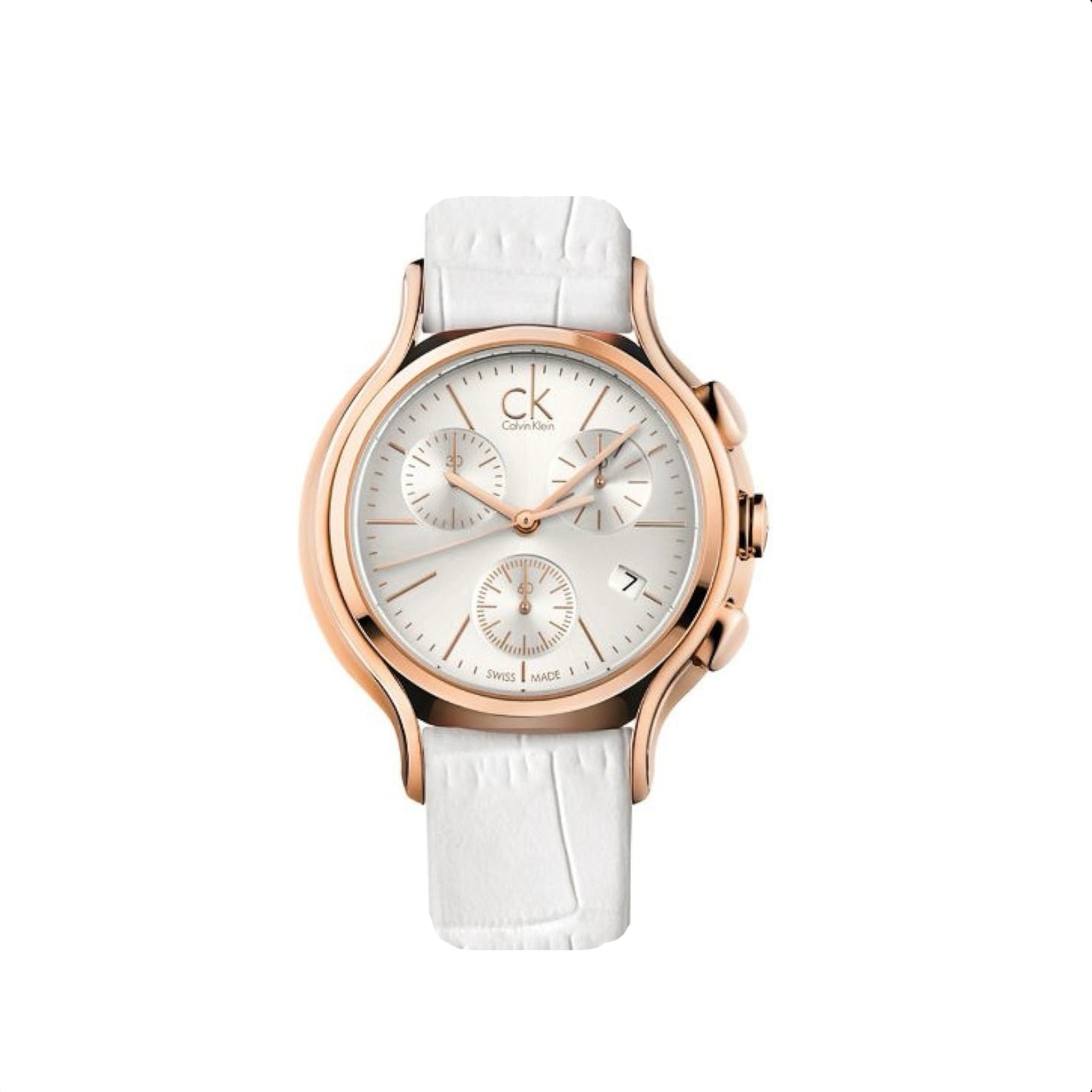 Calvin Klein Skirt Chronograph Quartz White Leather Ladies Watch K2U296L6