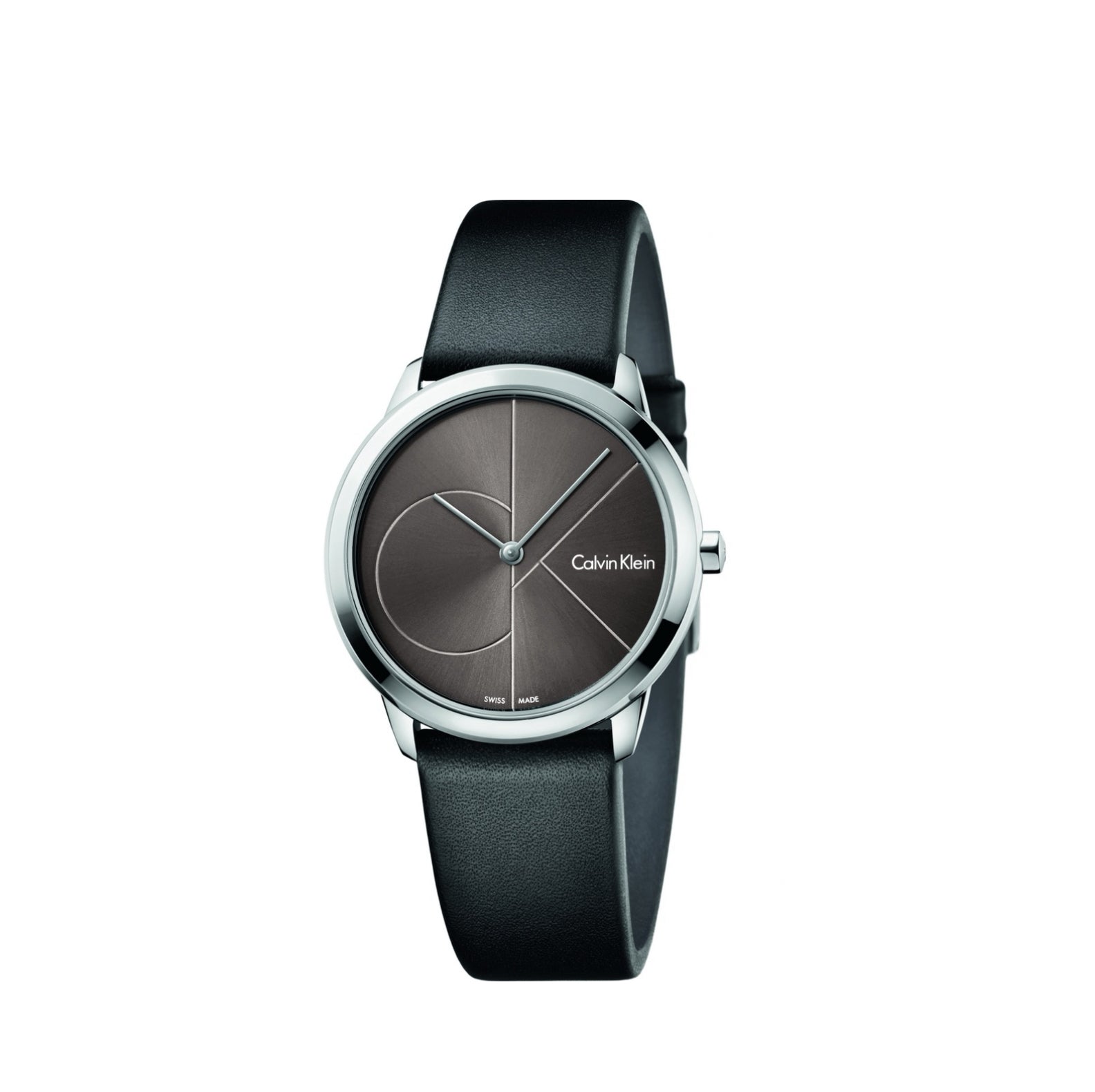 Calvin Klein Minimal Swiss Black Leather Ladies Watch K3M221C3