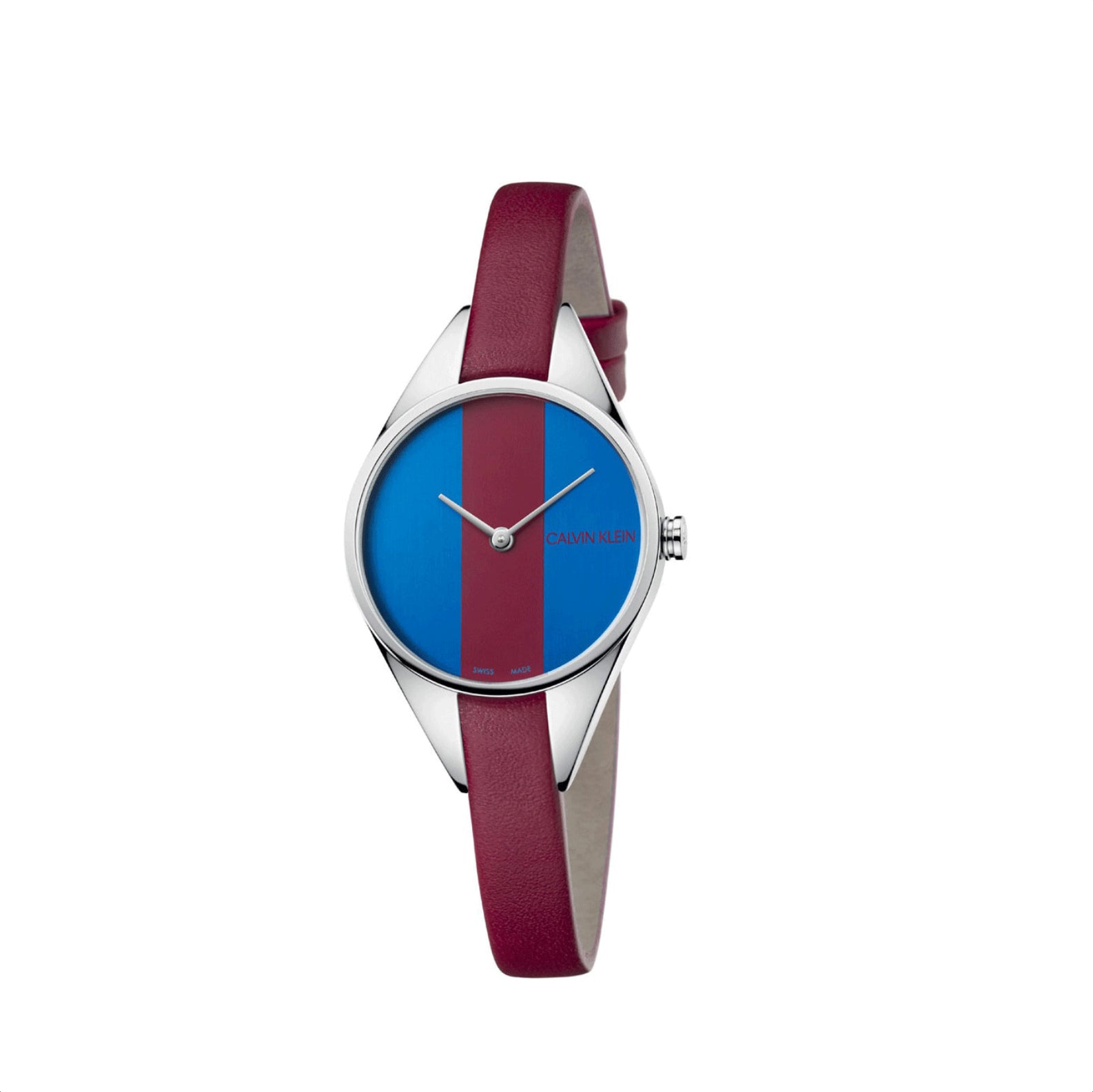 Calvin Klein Rebel Swiss Quartz Ladies Red Leather Watch K8P231UN