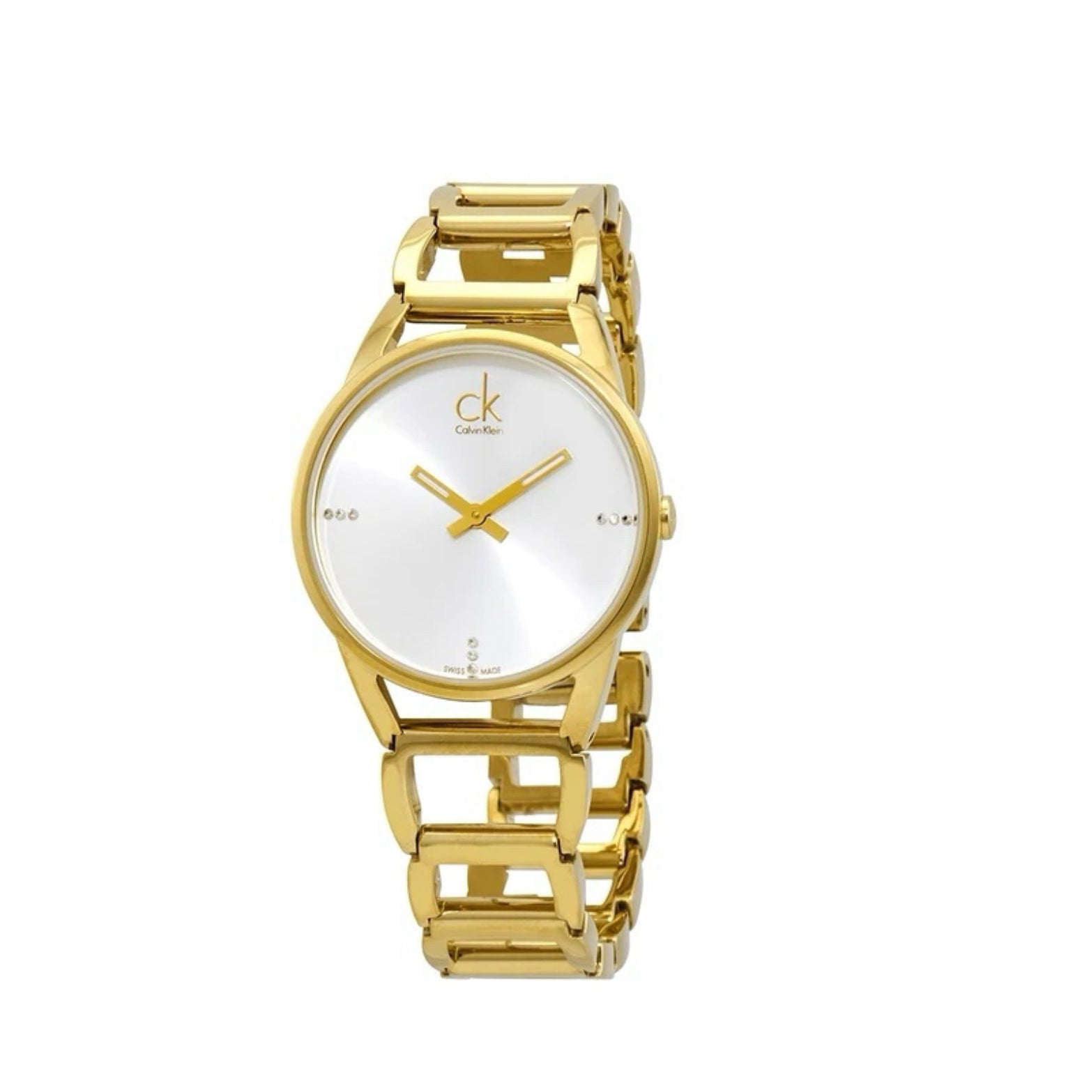 Calvin Klein Stately Diamond Swiss Quartz Gold Ladies Watch K3G2352W