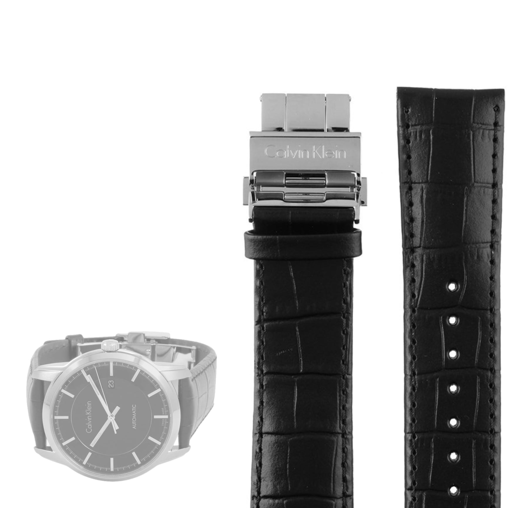 Calvin Klein Infinity Automatic Quartz Men's Black Leather Watch K5S341C1