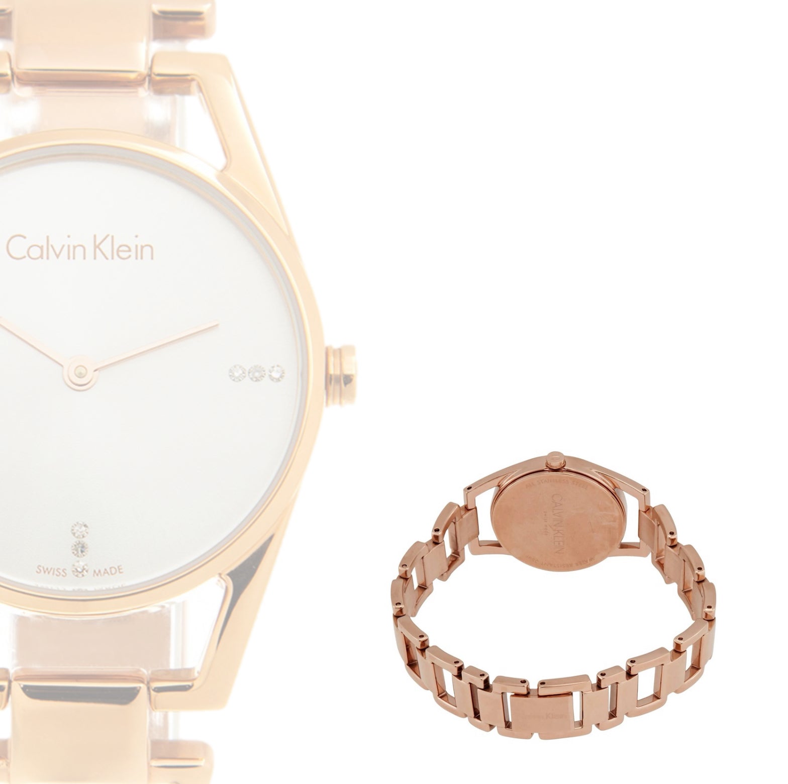 Calvin Klein Dainty Diamond Rose Gold Swiss Ladies Watch K7L2364T