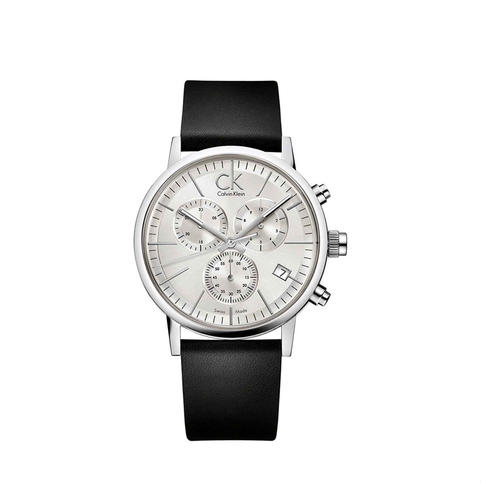 Calvin Klein Post Minimal Chronograph Men's Black Leather Watch K7627120