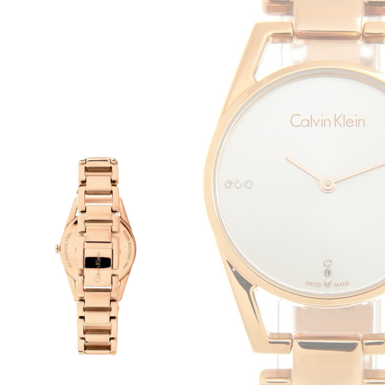 Calvin Klein Dainty Diamond Rose Gold Swiss Ladies Watch K7L2364T