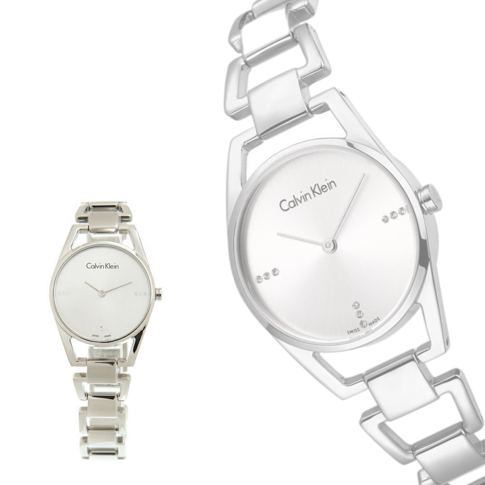 Calvin Klein Dainty Diamond Silver Swiss Ladies Watch K7L2314T