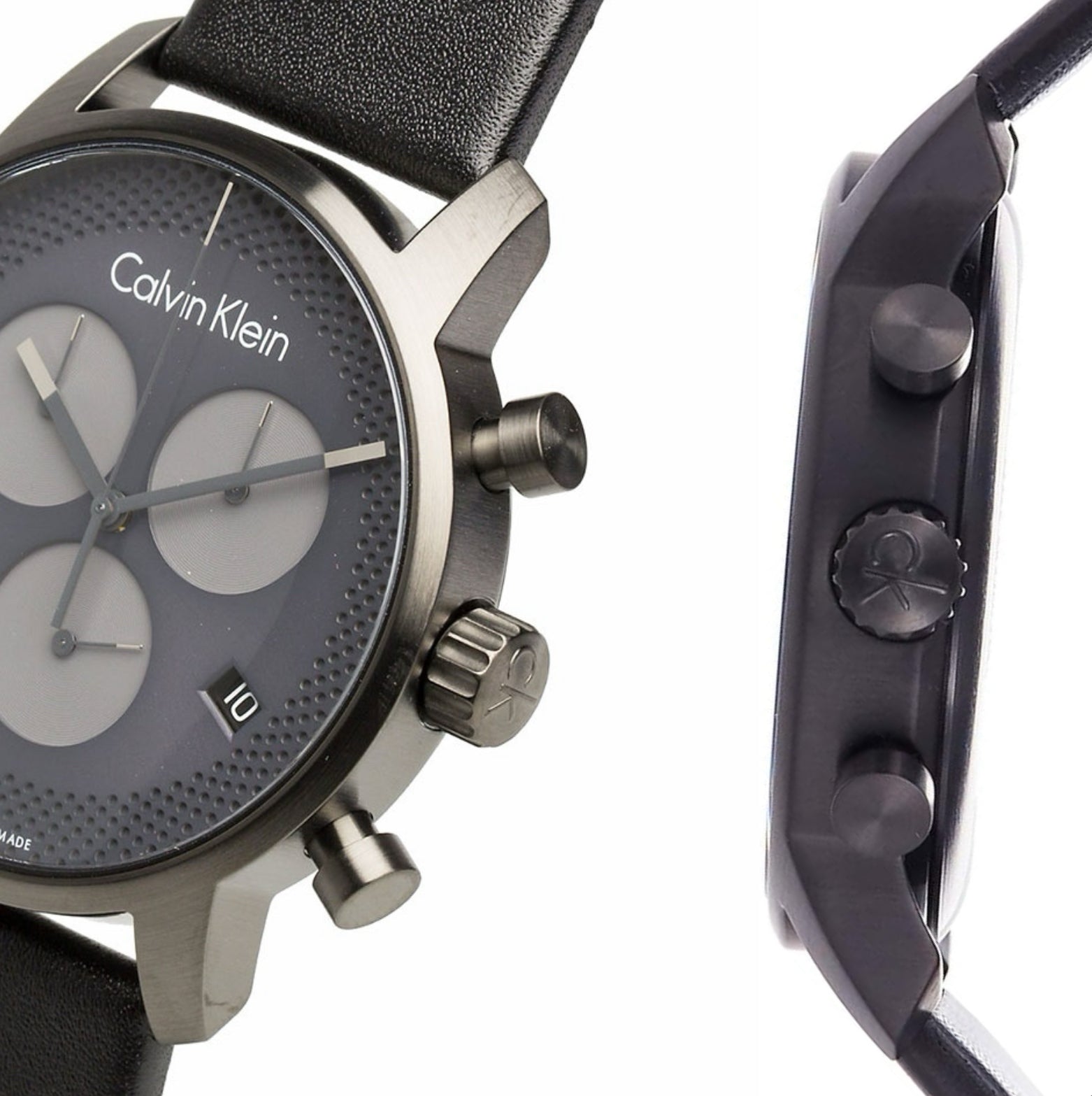 Calvin Klein City Chronograph Men's Black Leather Watch K2G177C3