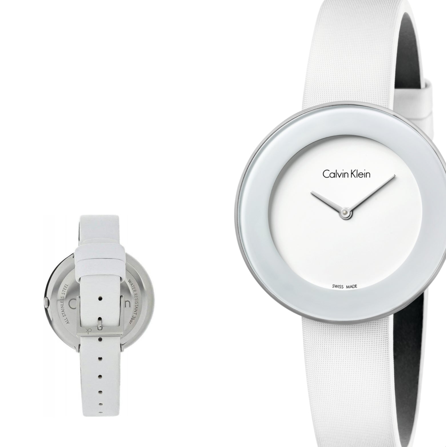 Calvin Klein Chic Chronograph White Leather Ladies Watch K7N23TK2