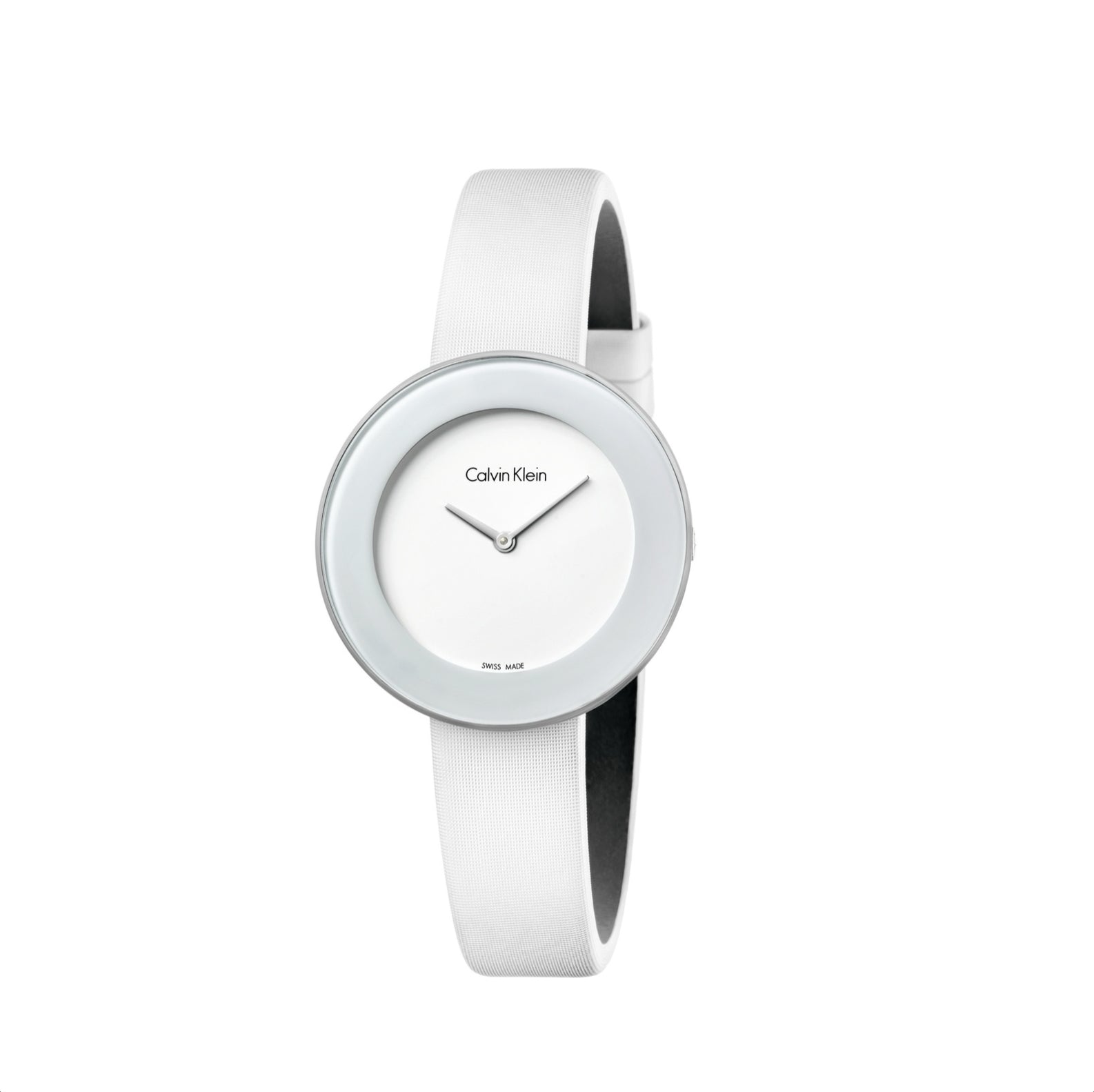 Calvin Klein Chic Chronograph White Leather Ladies Watch K7N23TK2