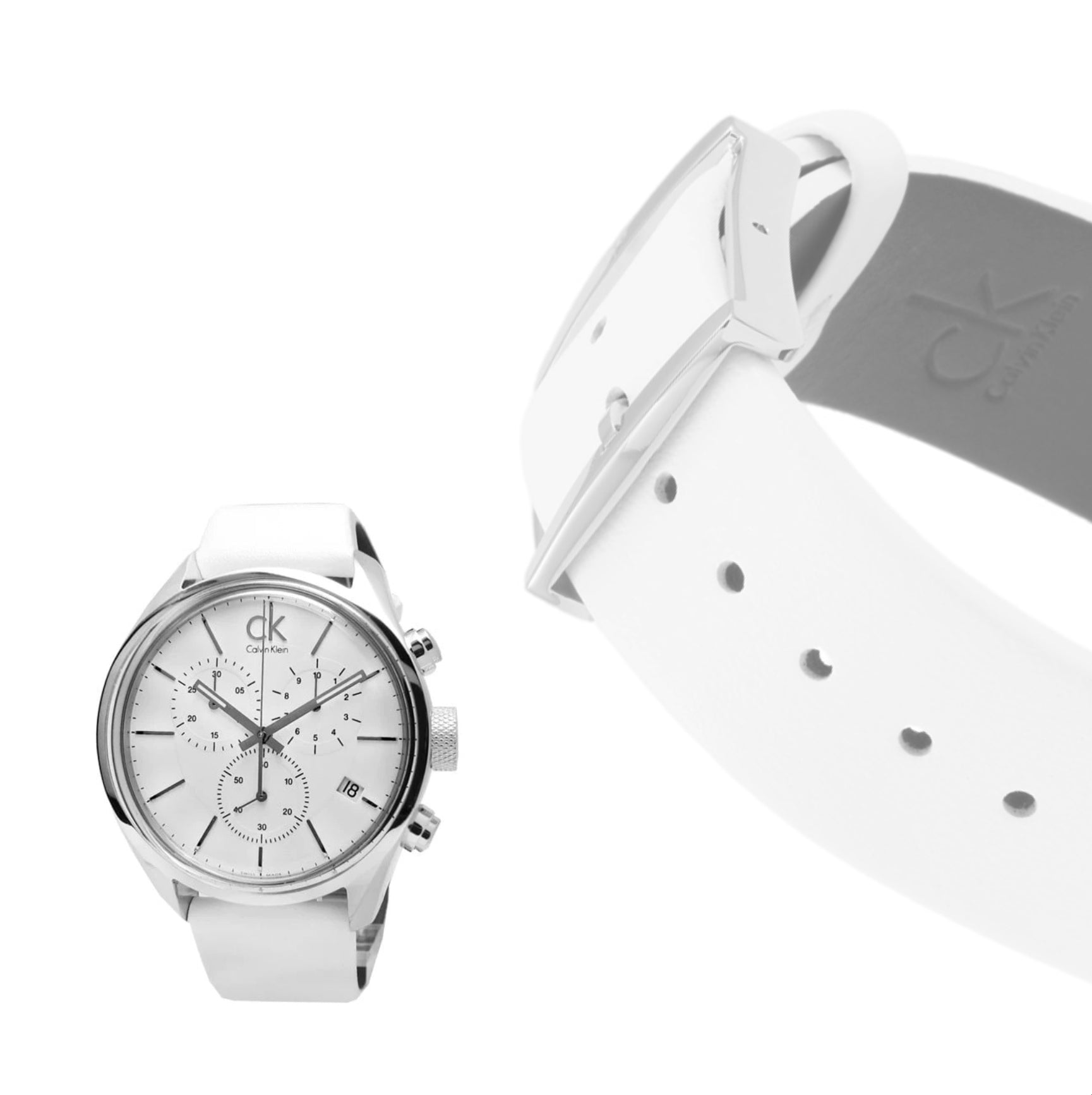 Calvin Klein Masculine Swiss Quartz Men's White Leather Watch K2H27101