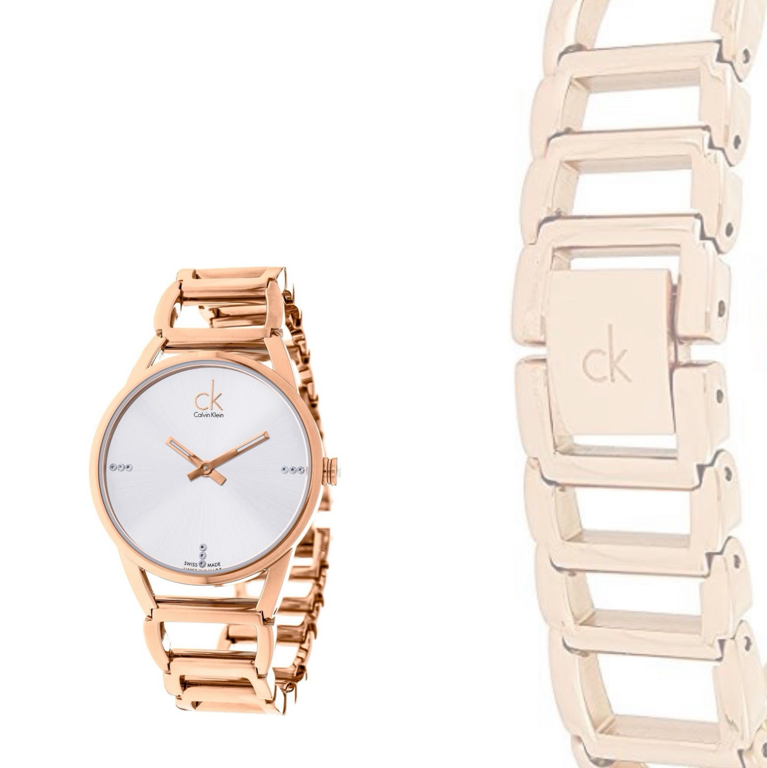 Calvin Klein Stately Diamond Swiss Rose Gold Ladies Watch K3G2362W