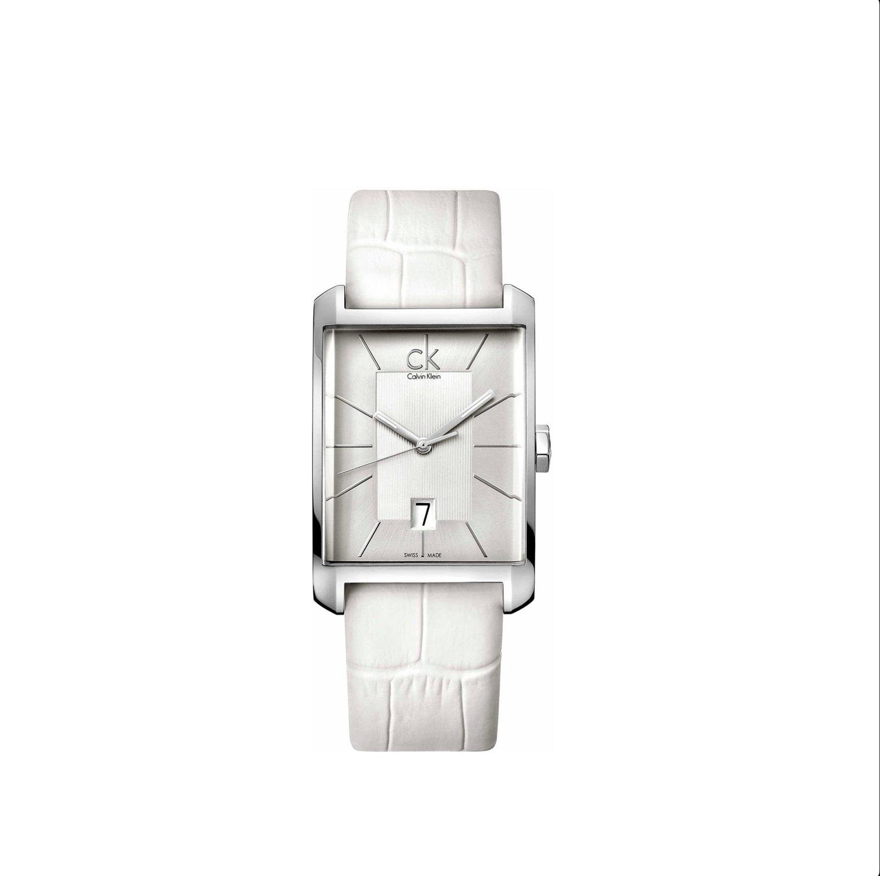 Calvin Klein Window Ladies White Leather Strap Watch K2M23120